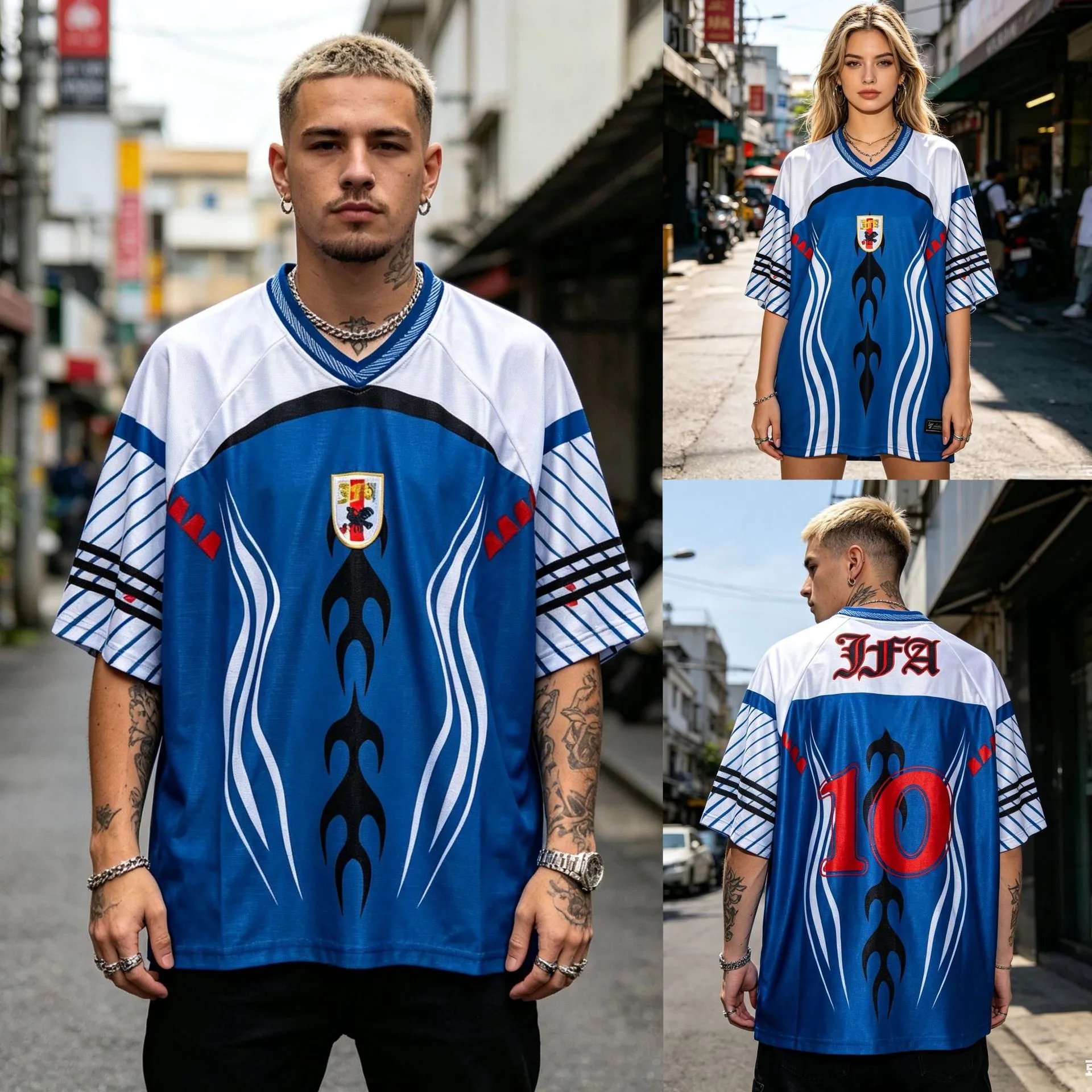 Palace Football Jerseys V-neck mesh jersey with graphic prints and number appliqués image 4
