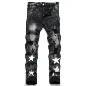Unbranded Jeans Graphic Print Straight-Leg — 39
