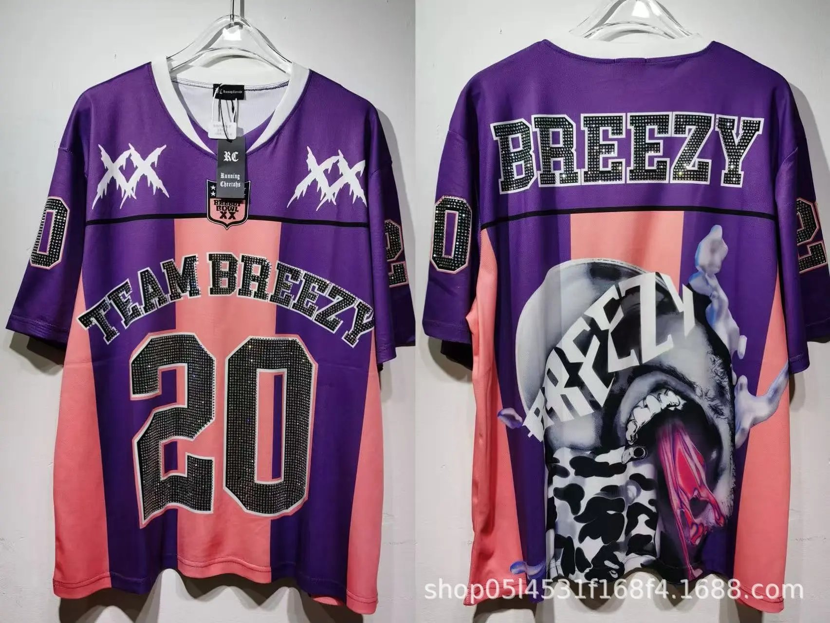 Palace Football Jerseys V-neck mesh jersey with graphic prints and number appliqués — CT 022 purple