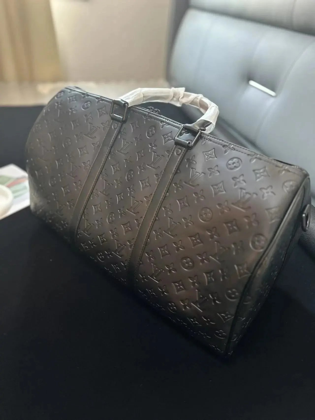 Louis Vuitton Keepall Bandoulière Monogram Empreinte Graphite Duffle Bag - 4