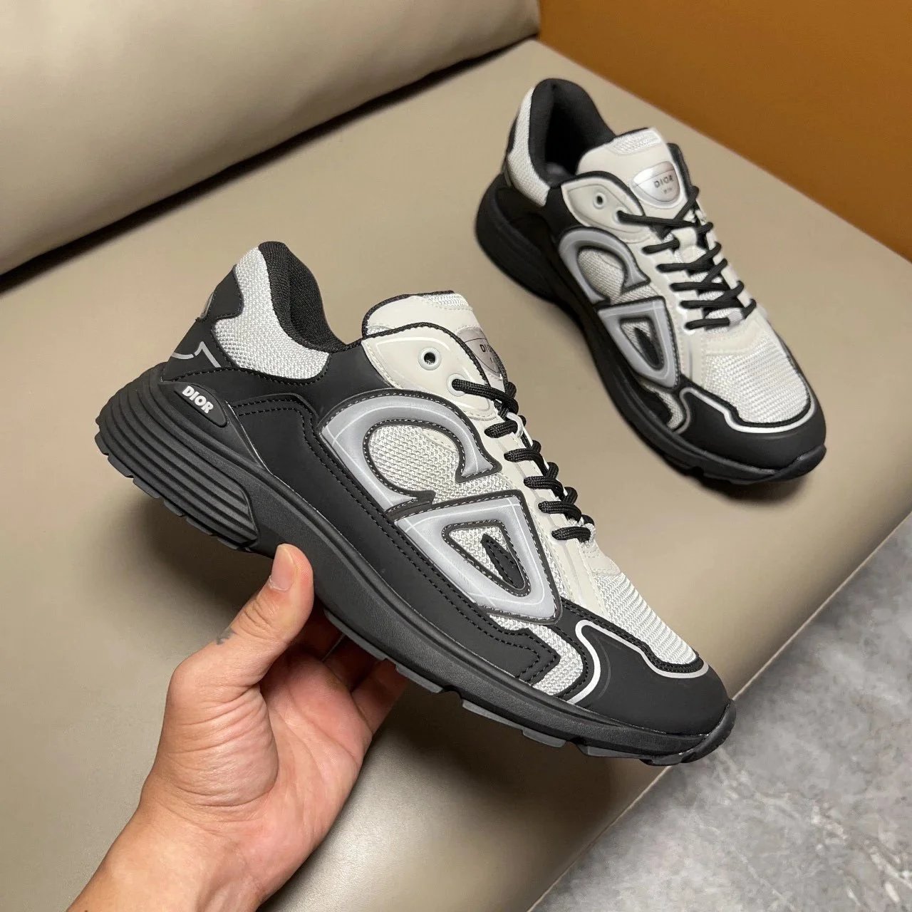 Dior B30 Mesh and Technical Fabric Low Top Black White Grey