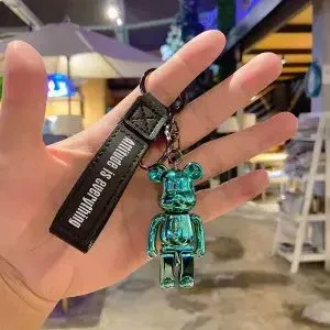 Medicom Toy Bearbrick Keychain Teal Chrome Accessory Jewelry - 1