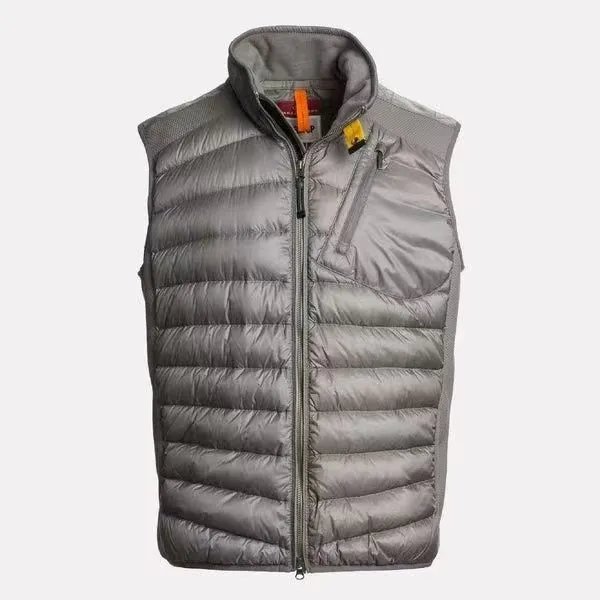 Parajumpers Down Jackets Hooded quilted puffer jacket with yellow neck strap — 4 Khaki patchwork-style down vest