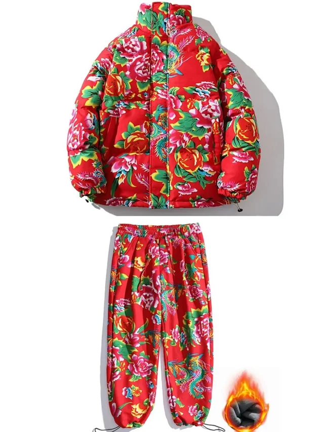 Unbranded Coats Hooded floral-print padded long coat product detail image 8