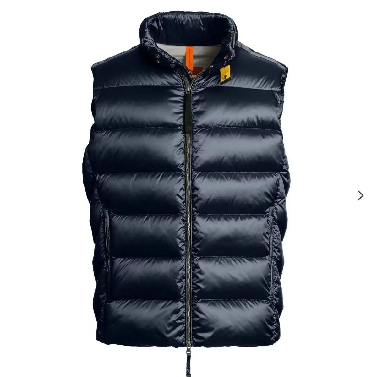 Parajumpers Down Jackets Hooded quilted puffer jacket with yellow neck strap — 3 blue down vest