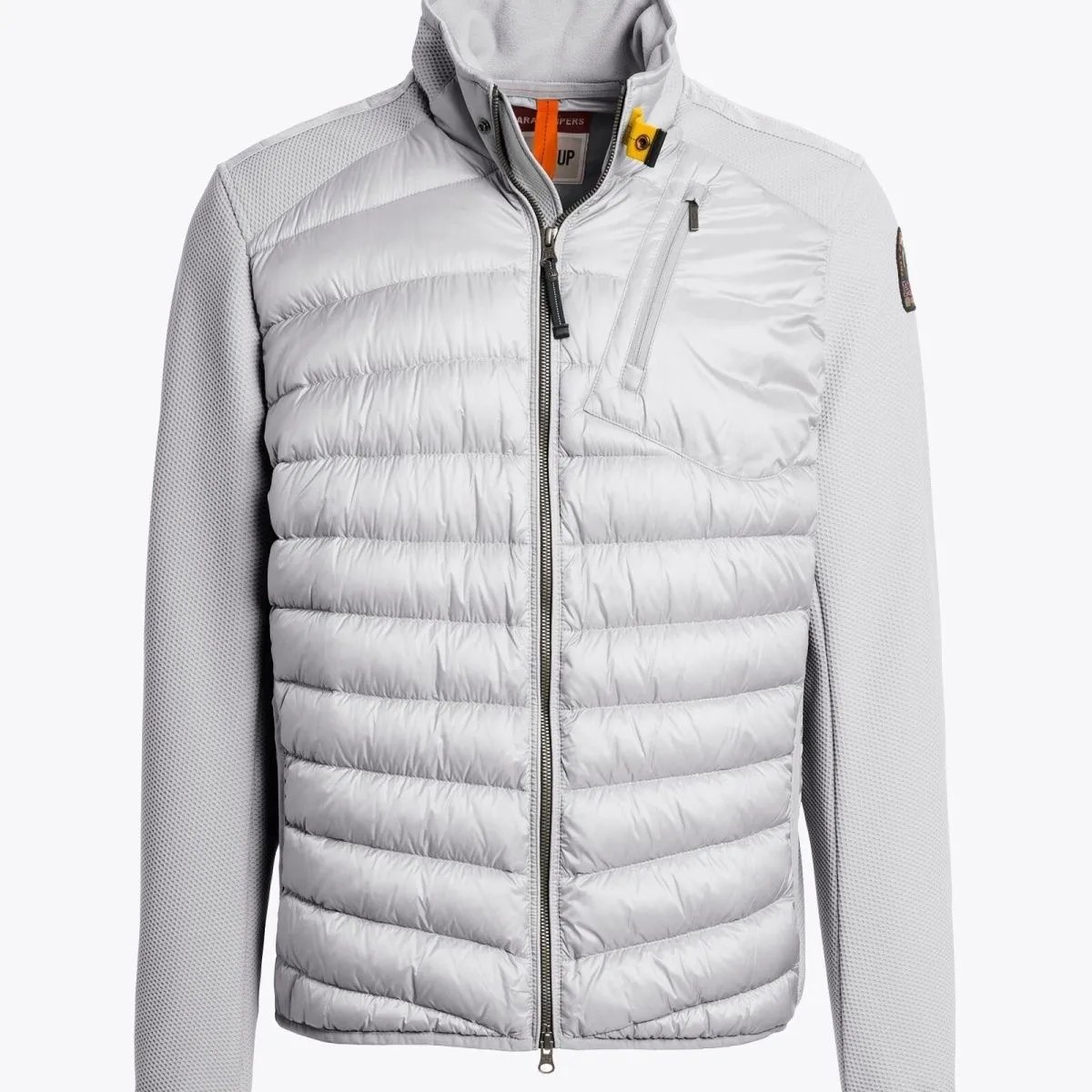 Parajumpers Down Jackets Hooded quilted puffer jacket with yellow neck strap — 6 Silver collar stitching down jacket [new】