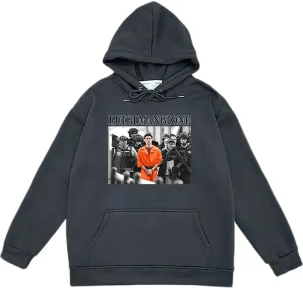Design Luigi Mangione Graphic Print Hoodie Black Hoodie - 1