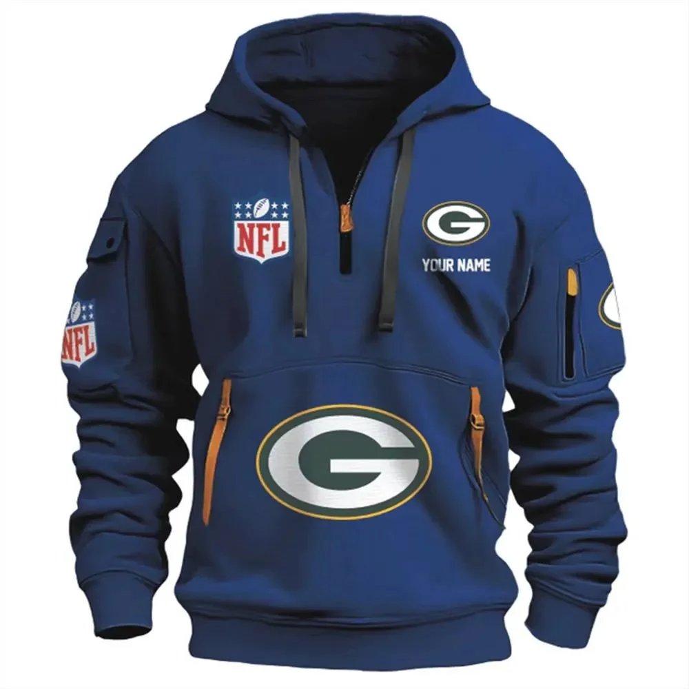 Philadelphia Eagles NFL Custom Name Half-Zip Hoodie Black - 8