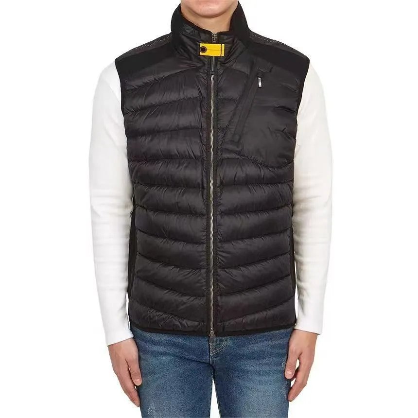 Parajumpers Down Jackets Hooded quilted puffer jacket with yellow neck strap — 4 Black patchwork-style down vest