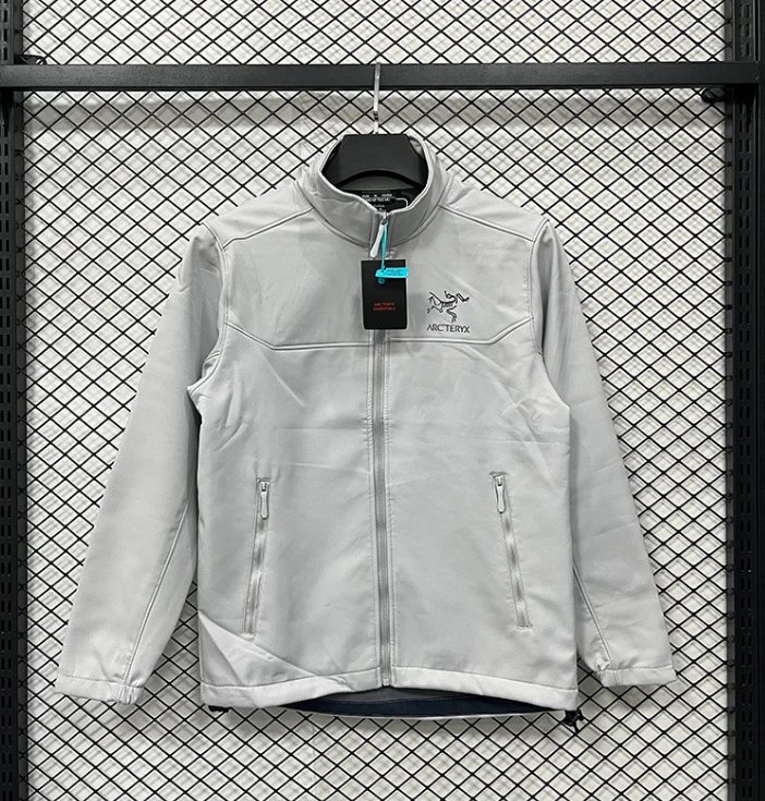 Arc'teryx Jackets Hooded zip-up shell jacket — SZ bird RK 906 stand collar soft shell gray