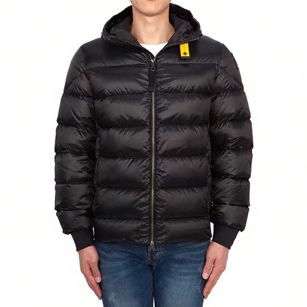 Parajumpers Down Jackets Hooded quilted puffer jacket with yellow neck strap image 2