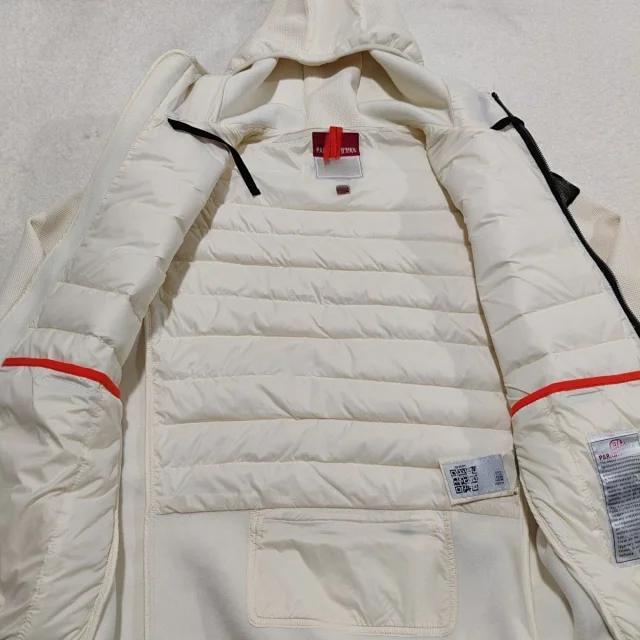 Parajumpers Down Jackets Hooded quilted puffer jacket with yellow neck strap product detail image 10