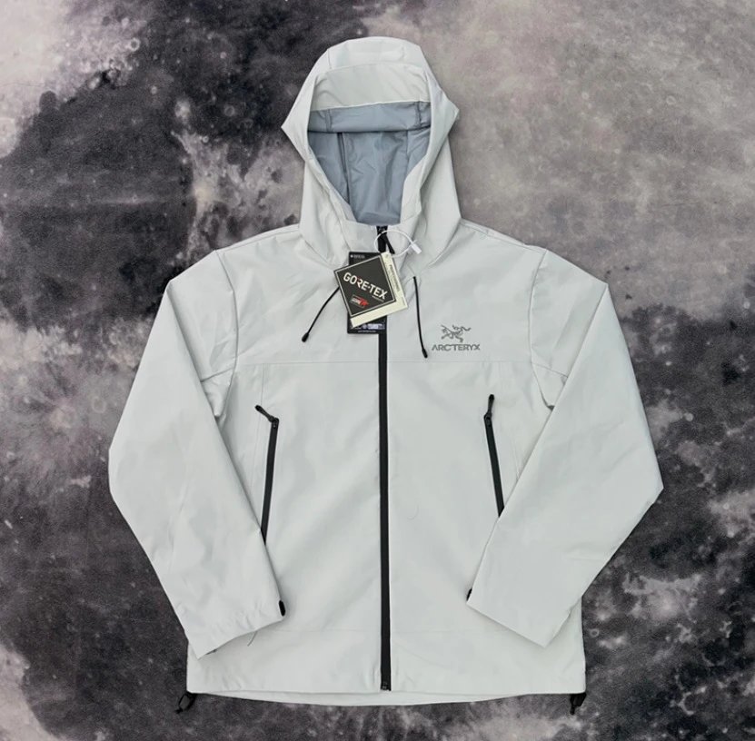 Arc'teryx Jackets Hooded zip-up shell jacket — Y 02 SZ Bird Hard Shell White Ash Embroidery Label