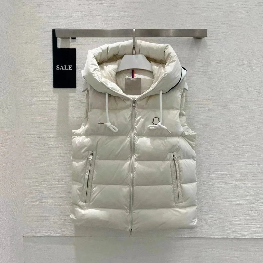 Moncler Vests Quilted puffer vest with detachable hood — Style 4-White