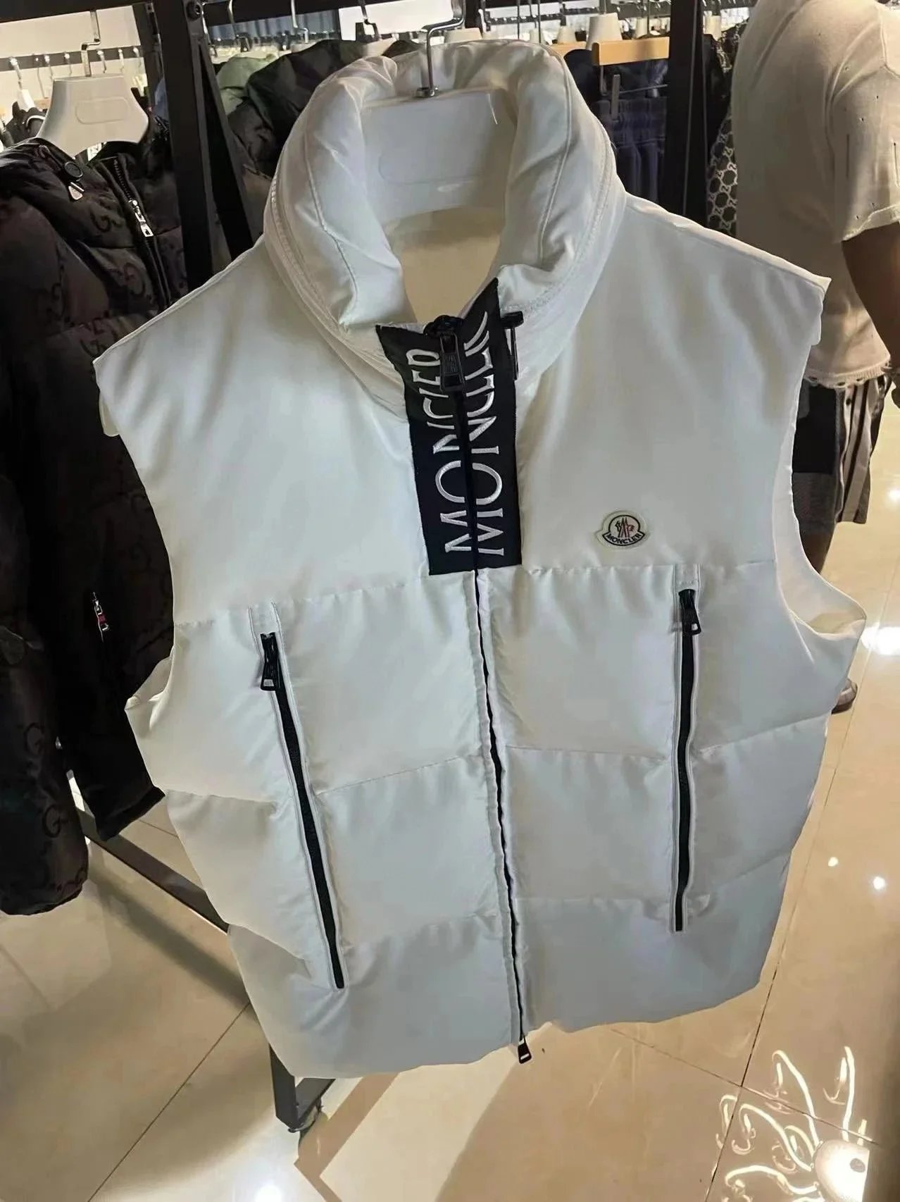 Moncler Vests Quilted puffer vest with detachable hood — Style 7-White