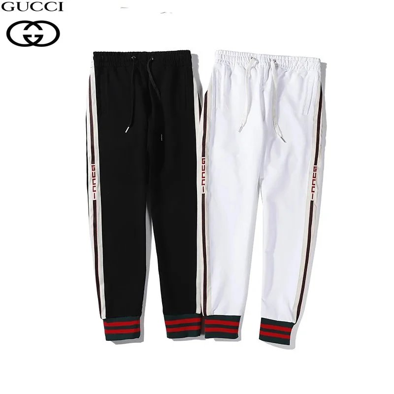 Gucci Track Pants Black with Pink and White Stripes Sweatpants - 6