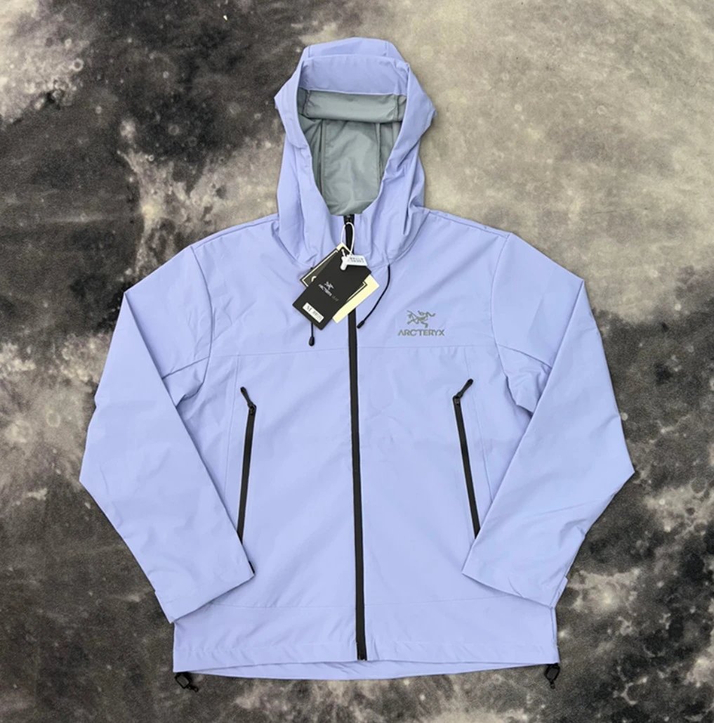 Arc'teryx Jackets Hooded zip-up shell jacket — Y 02 SZ Bird Hard Shell Light Blue Embroidery Label