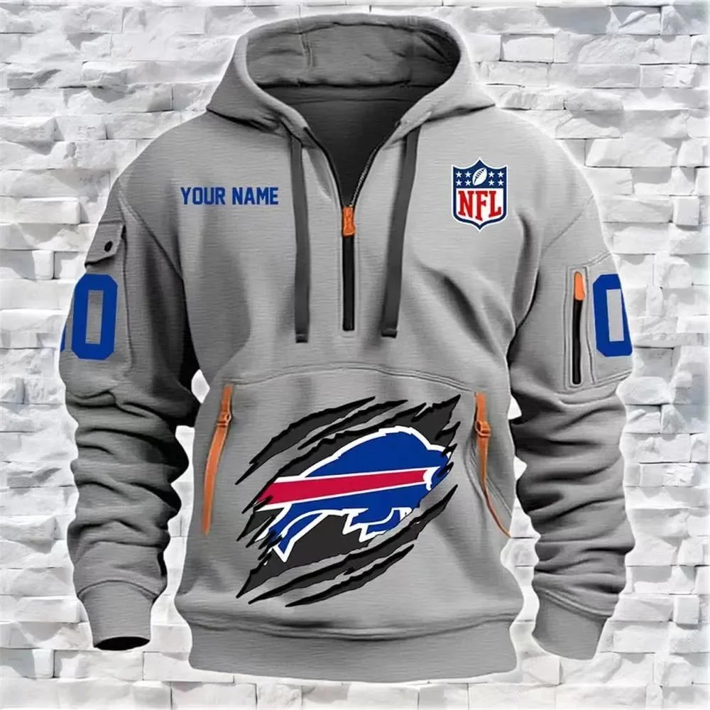 Philadelphia Eagles NFL Custom Name Half-Zip Hoodie Black - 9