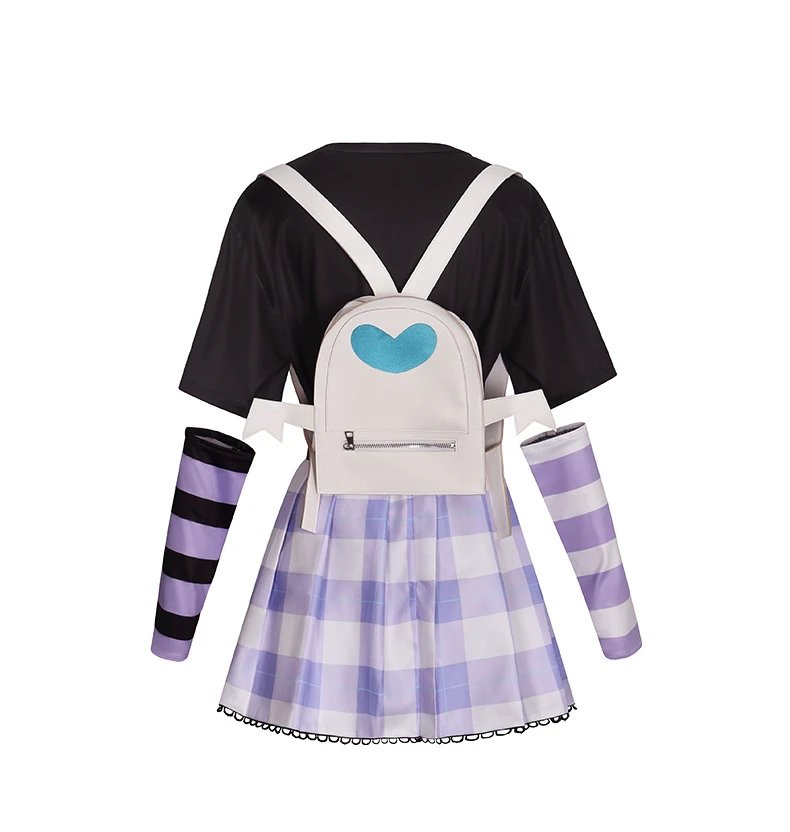 Design World Plan (Sai ) Cosplay Set Black Purple Plaid T-Shirt Skirt Ensemble - 8