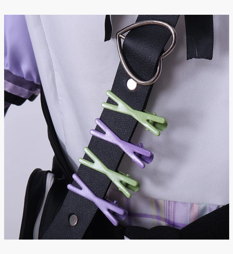 Design World Plan (Sai ) Cosplay Set Black Purple Plaid T-Shirt Skirt Ensemble - 16