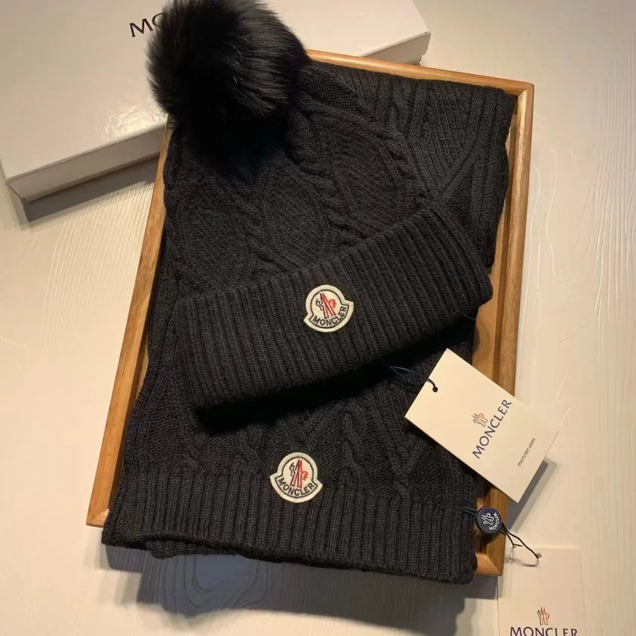 Moncler Knitted beanie, scarf and gloves set image 14