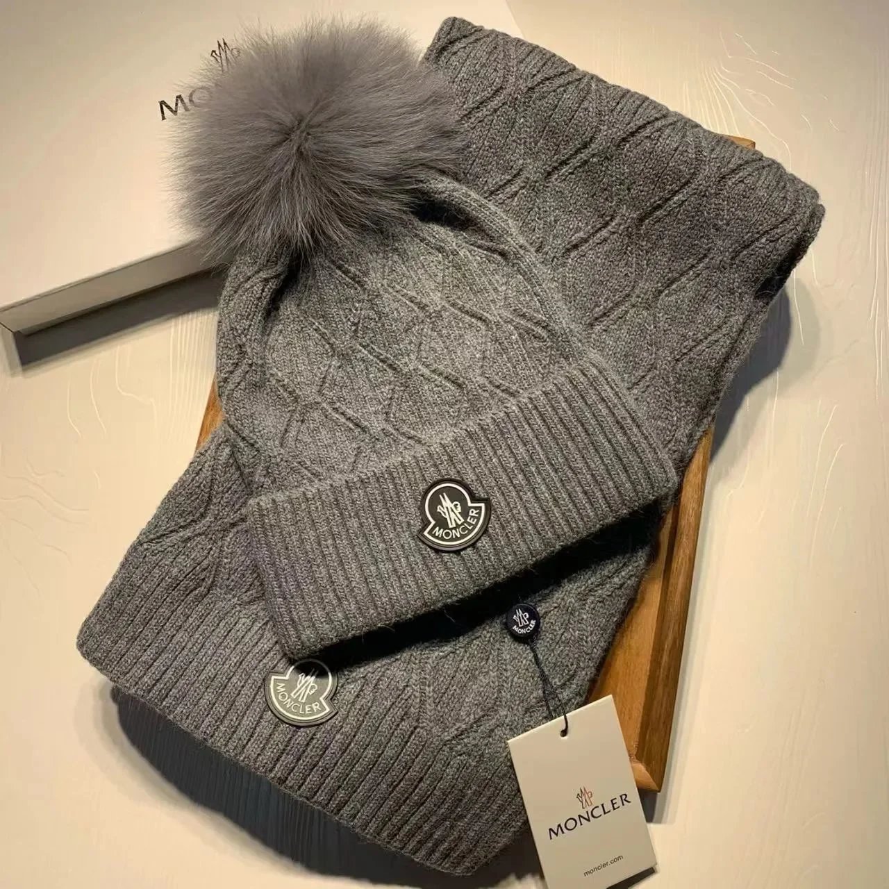 Moncler Knitted beanie, scarf and gloves set — 28