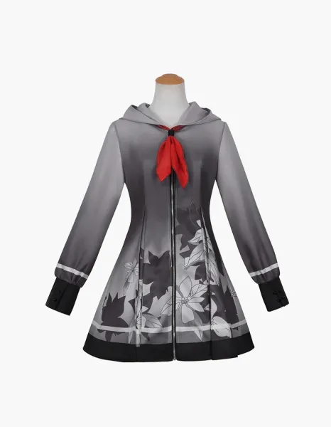 Design Xiaoshan Ruixi Set Gray Dress with Bow and Belt Dress - 5