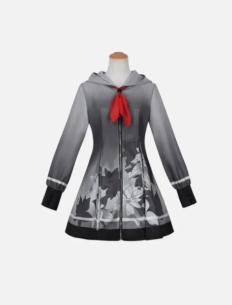 Design Xiaoshan Ruixi Set Gray Dress with Bow and Belt Dress - 29