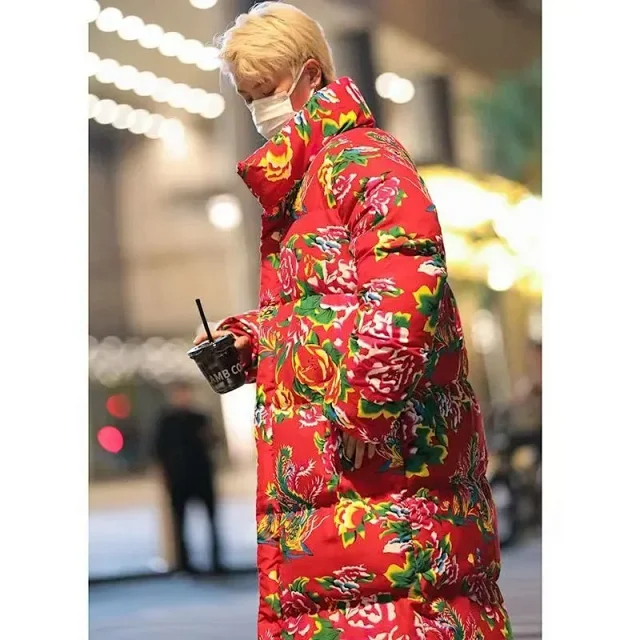Unbranded Coats Hooded floral-print padded long coat product detail image 7