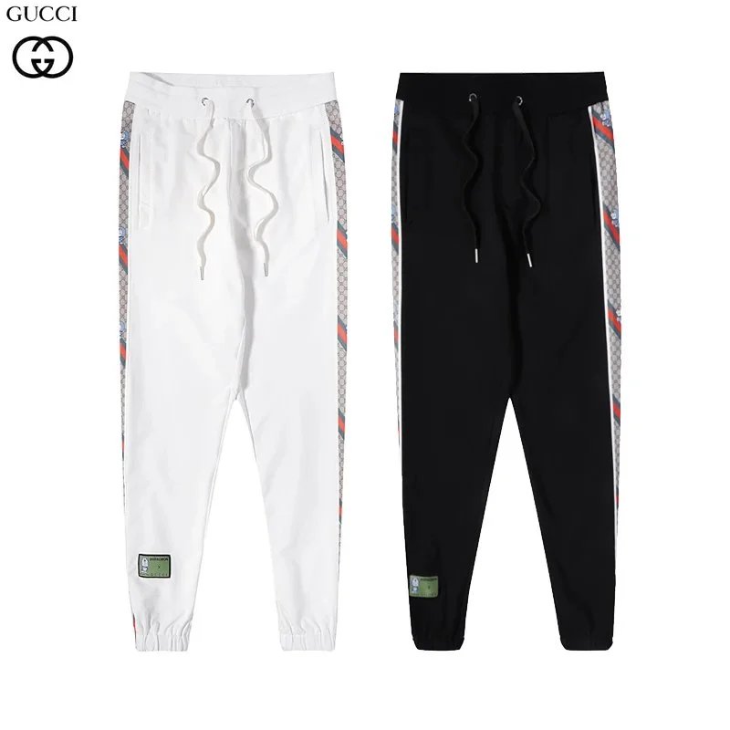 Gucci Track Pants Black with Pink and White Stripes Sweatpants - 5