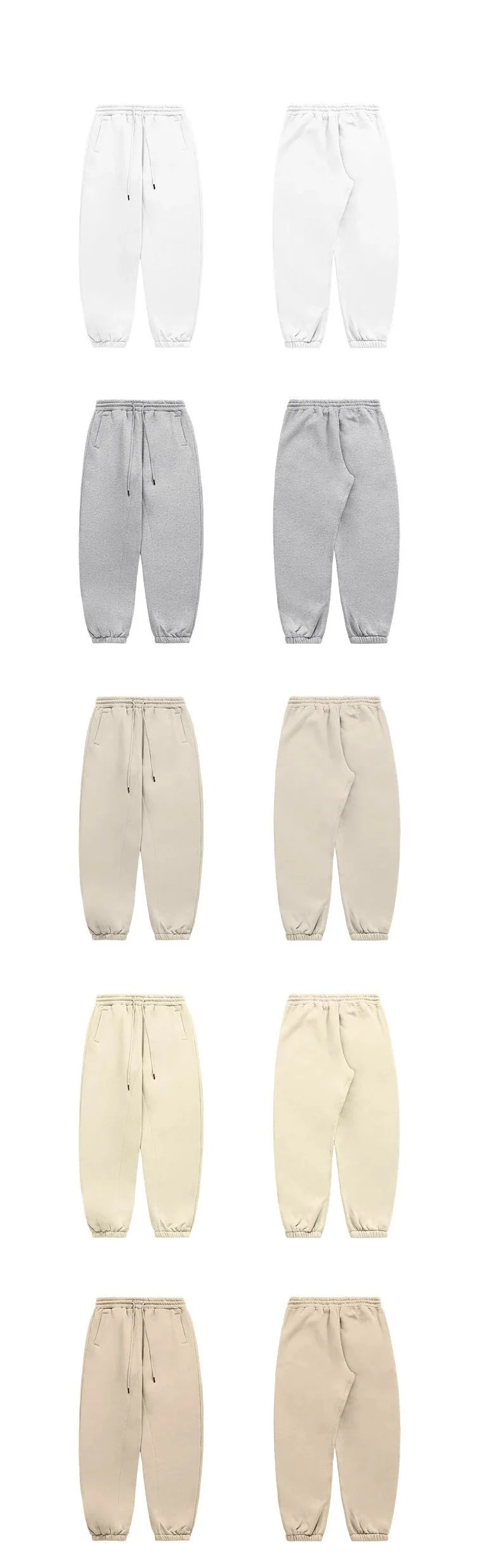 Design Basic White Drawstring Waist Sweatpants - 5