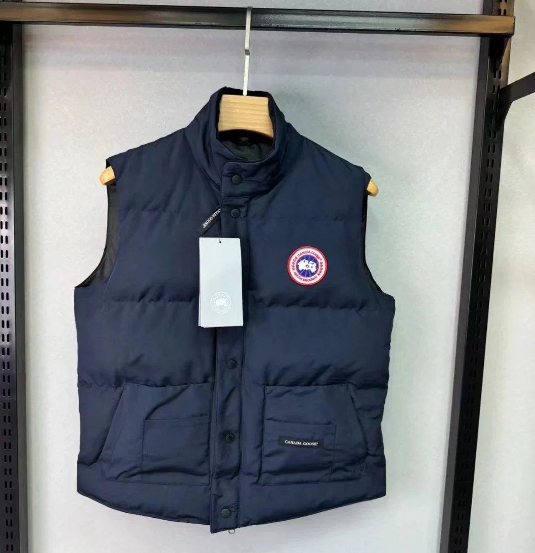 Canada Goose Vests Quilted stand-collar puffer vest with snap front and patch pockets — Navy Blue [Classic Color】