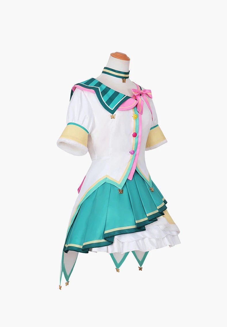 Design Cosplay Costume Ensemble White Blue Yellow Vest Coat Set - 7