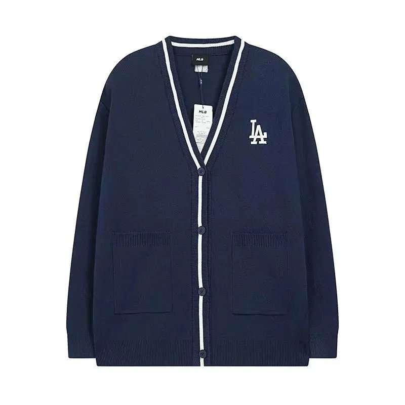 MLB New York Yankees All-Over Logo Cardigan Beige Knit Cardigan - 4