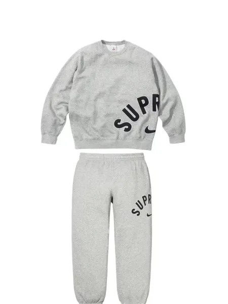 Supreme x Nike Arch Logo Crewneck and Sweatpants Set Gray - 1