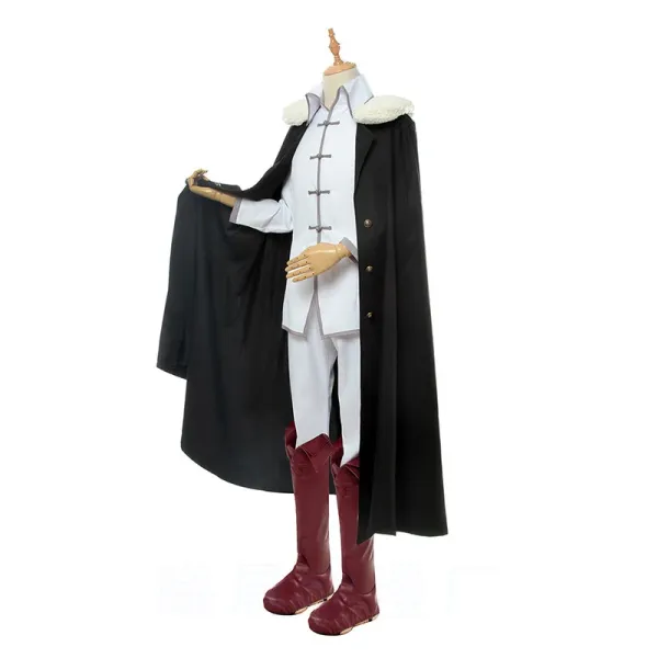 Design Cosplay Costume Set White Black Burgundy Outerwear Pants Boots - 8