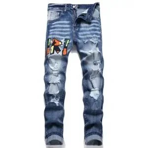 Unbranded Jeans Graphic Print Straight-Leg — 34