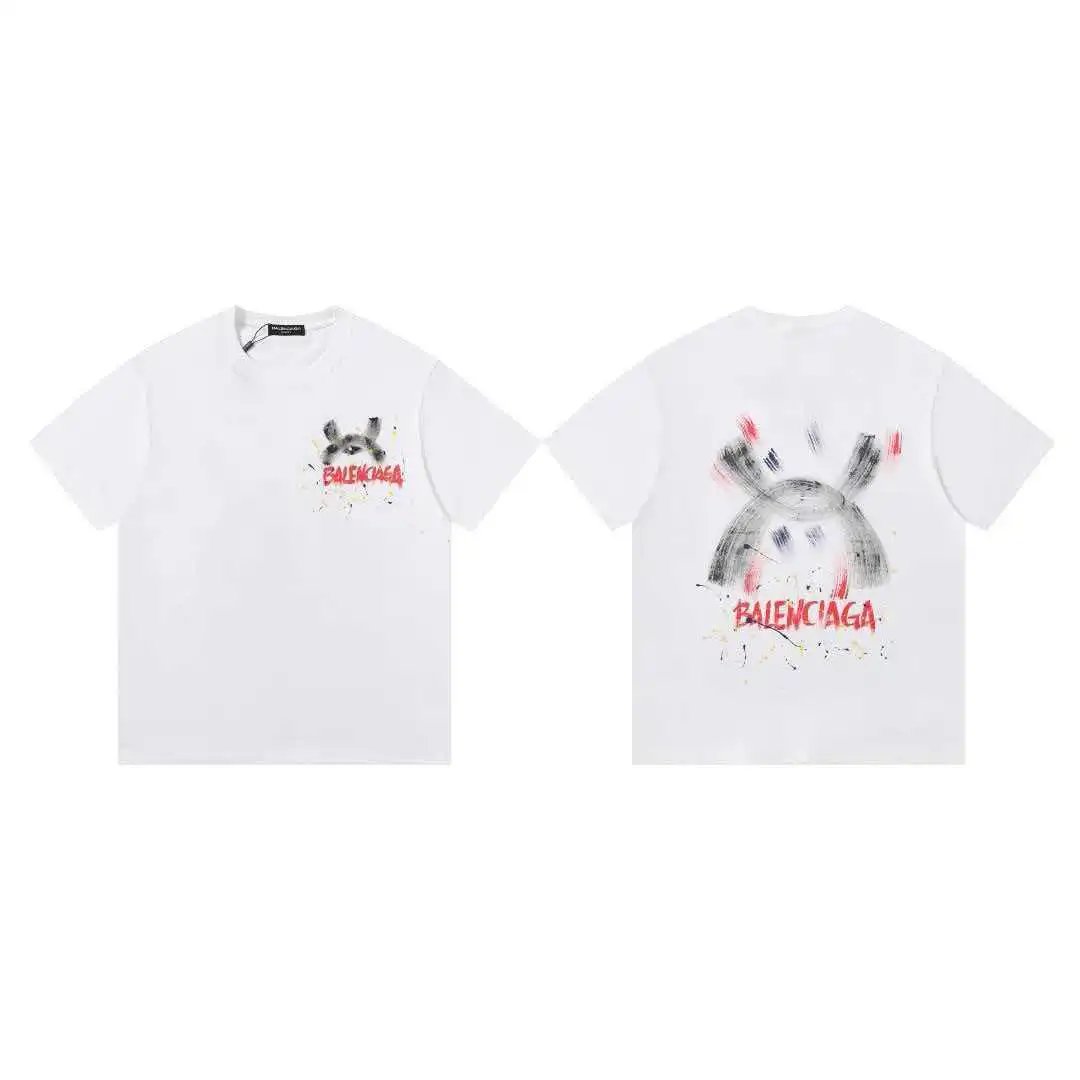 Balenciaga T-Shirts Short-Sleeve Graphic Print — 615 white