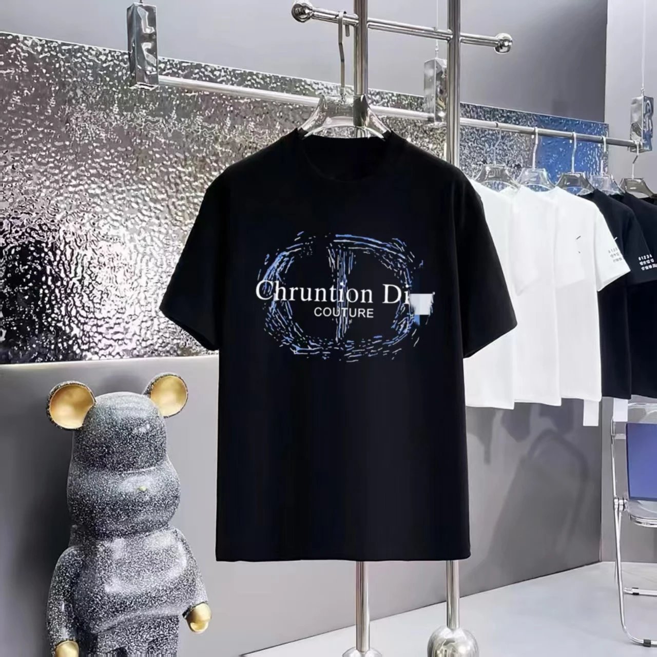 Unbranded T-Shirts Crew Neck Short Sleeve Graphic Print — F 039 Black