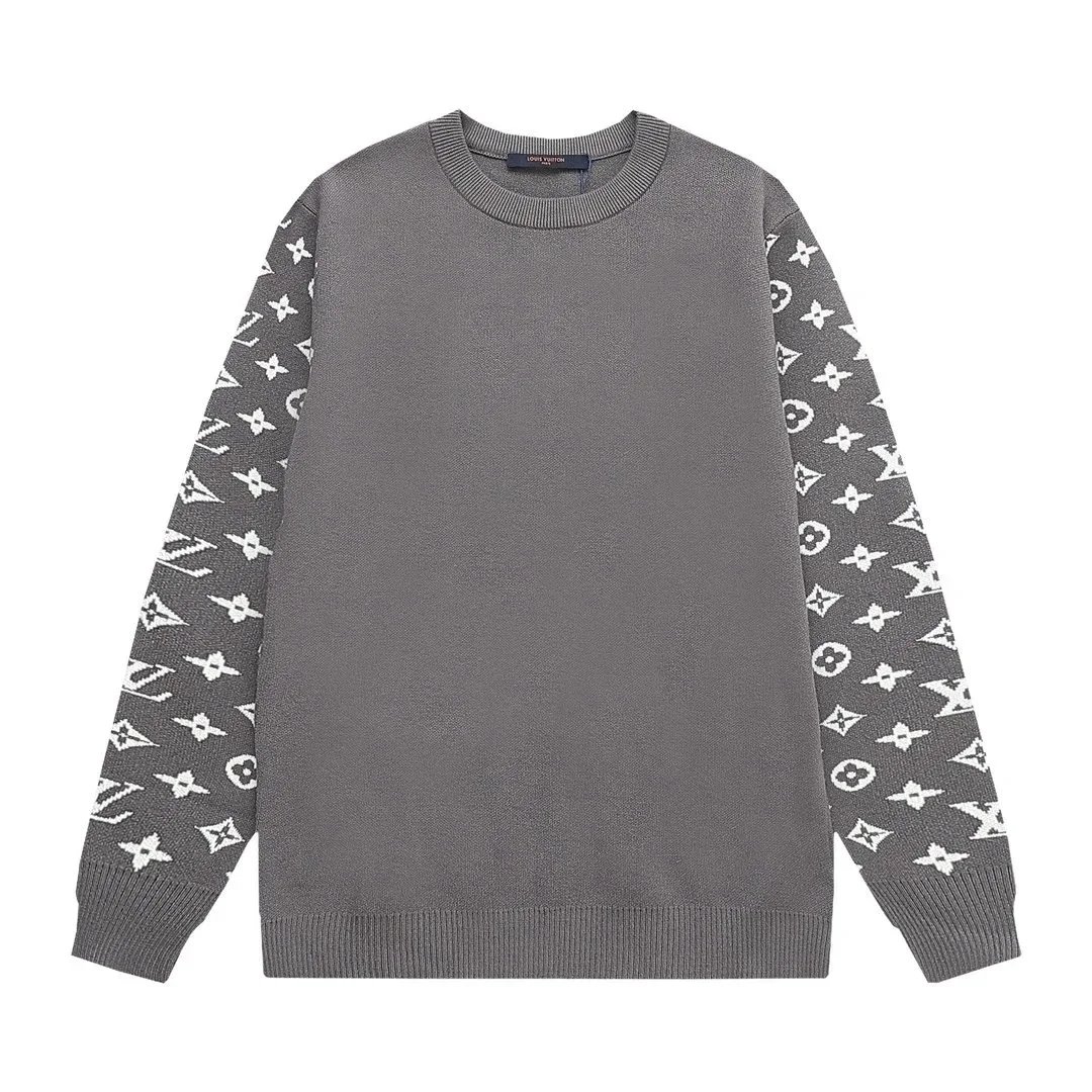 Louis Vuitton Knitwear Crew-Neck Logo Knit Sweater — 24ss Refreshing Letter-Knit Sweater-Gray