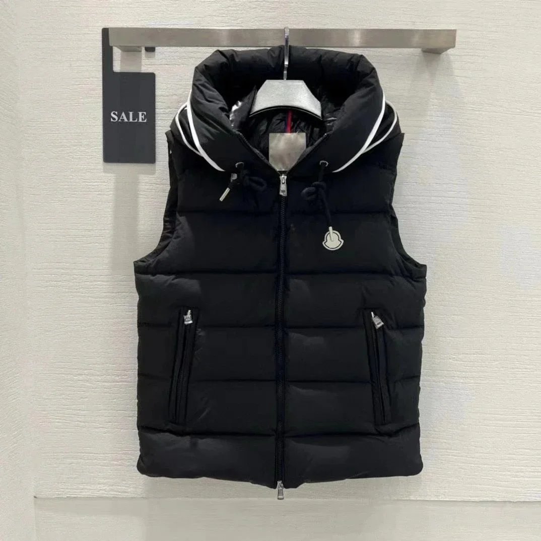 Moncler Vests Quilted puffer vest with detachable hood — Style 4-Black