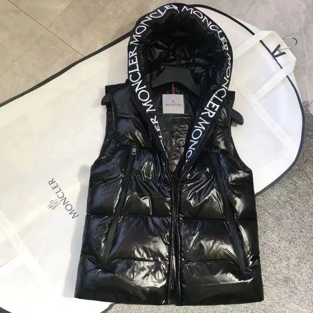 Moncler Vests Quilted puffer vest with detachable hood — Style 6-Black