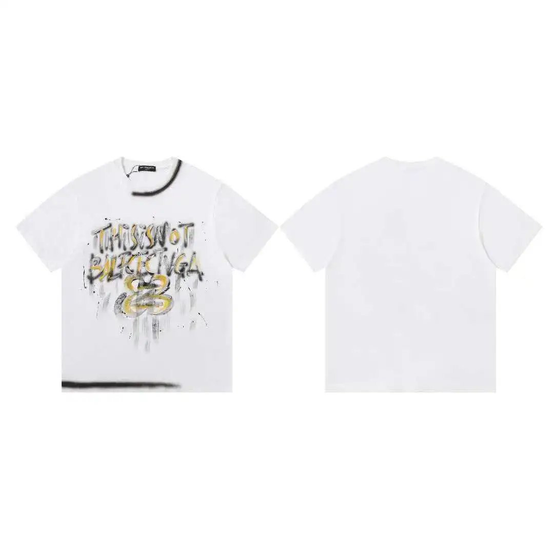 Balenciaga T-Shirts Short-Sleeve Graphic Print — 613 white