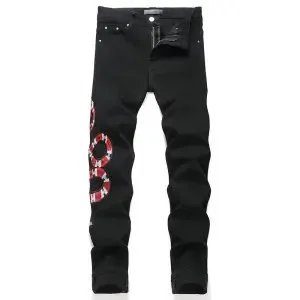 Unbranded Jeans Graphic Print Straight-Leg — 35