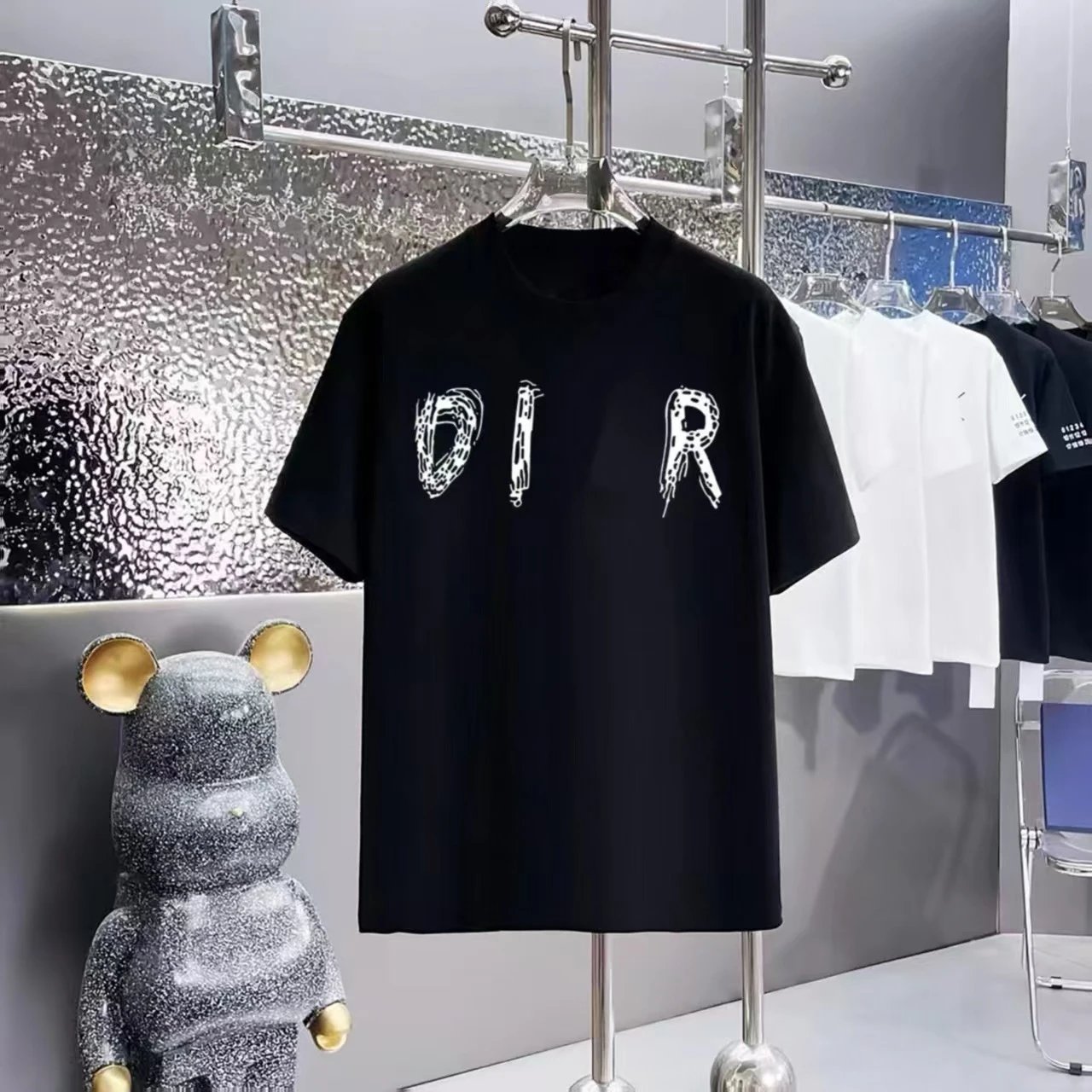 Unbranded T-Shirts Crew Neck Short Sleeve Graphic Print — F 402 Black