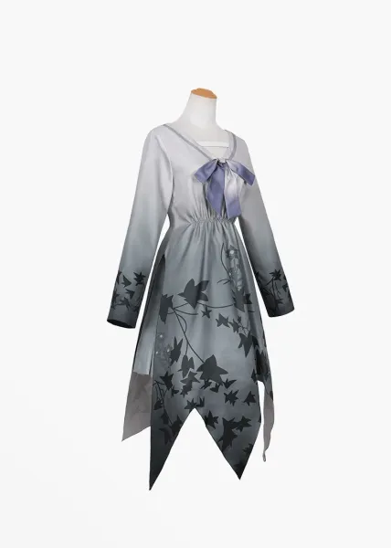 Design Xiaoshan Ruixi Set Gray Dress with Bow and Belt Dress - 19