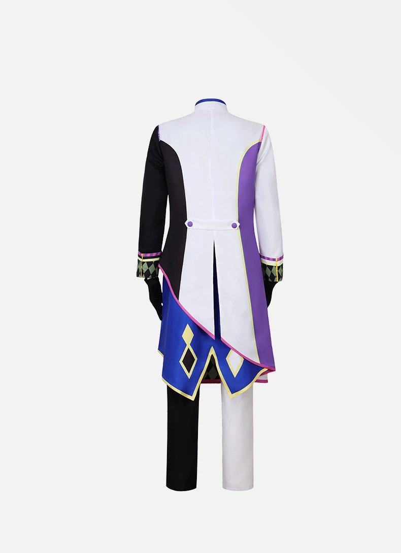 Design Cosplay Costume Ensemble White Blue Yellow Vest Coat Set - 13