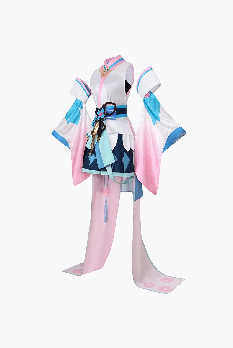 Design Cosplay Costume Set Pink and Blue Kimono-Style Outfit - 6