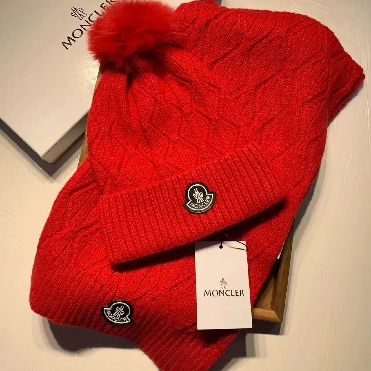 Moncler Knitted beanie, scarf and gloves set — 26
