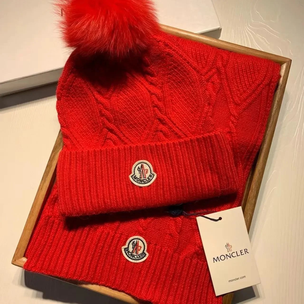 Moncler Knitted beanie, scarf and gloves set — 35